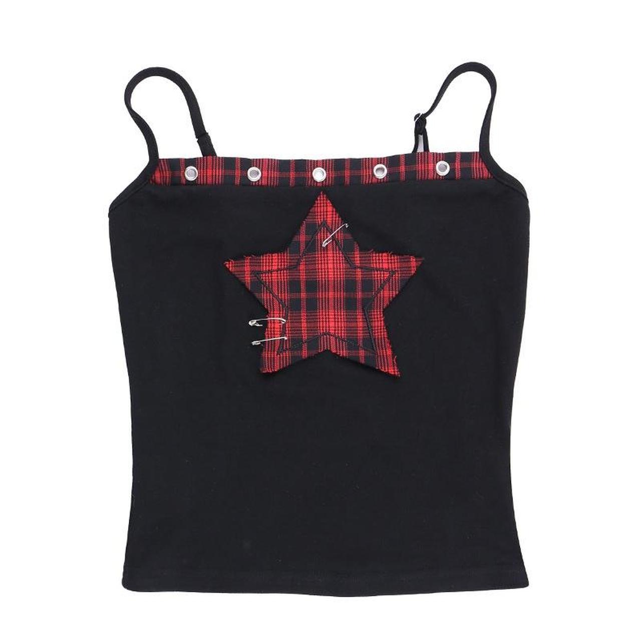❦ Goth Y2K unbranded plaid patchwork star tank top | Depop