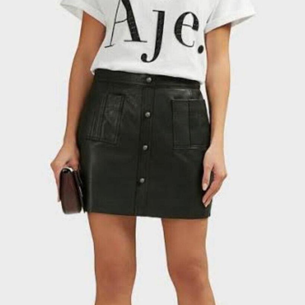 Aje black deals leather skirt