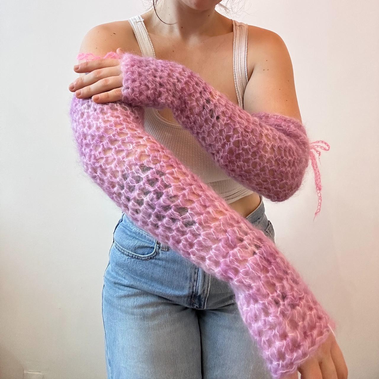 💓Pink Sleeves💓 🐰🎀 Handmade crochet mohair