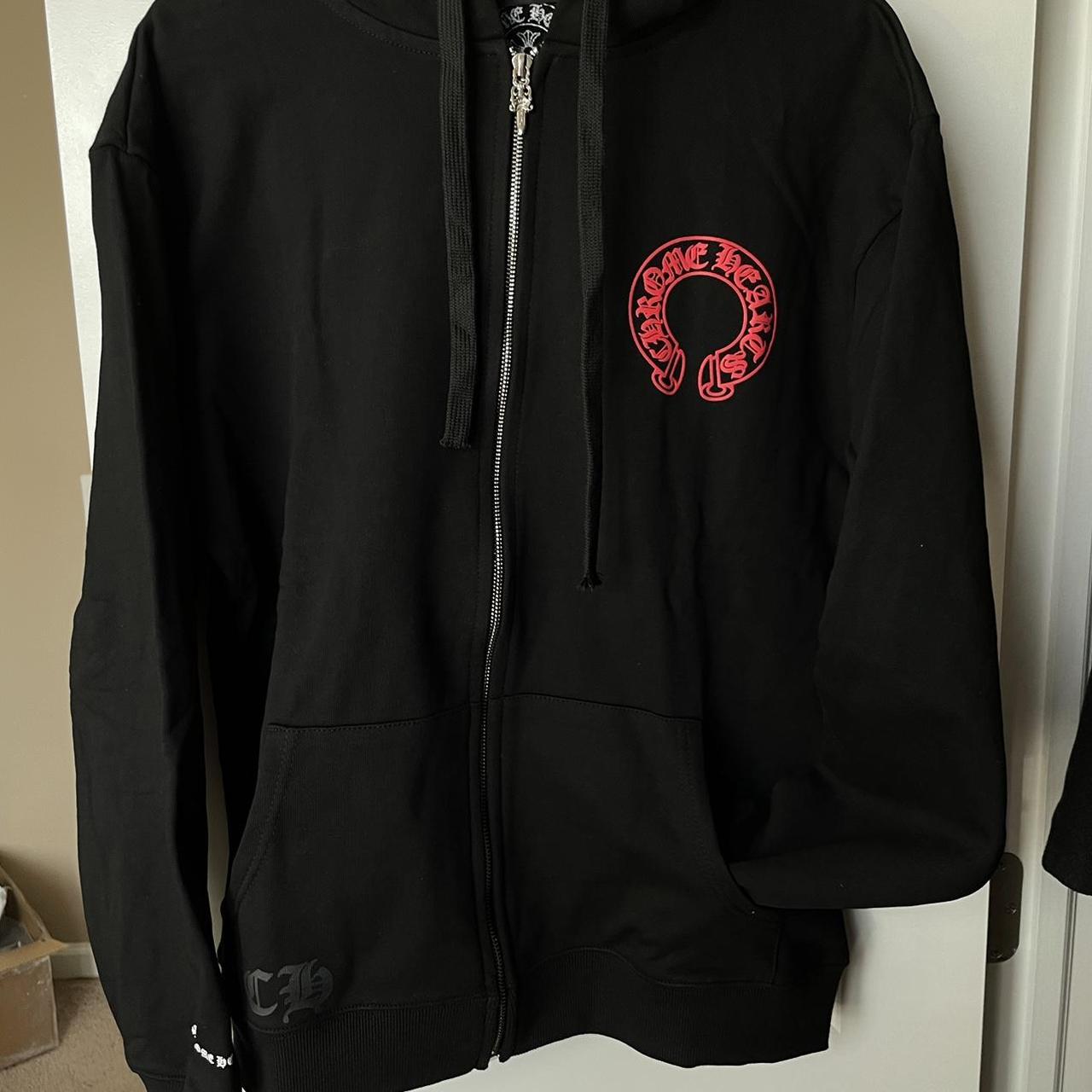 Chrome Hearts Red Horseshoe Zip Hoodie Will ship... - Depop