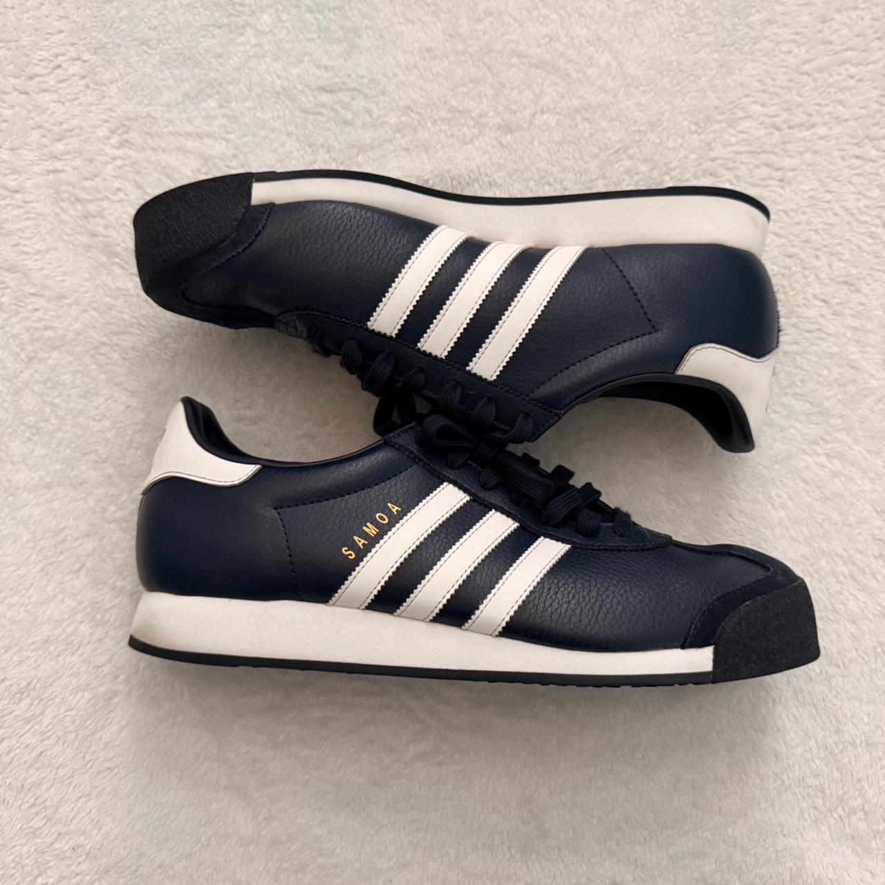 Navy and white Adidas Samoa Men's trainers size Depop