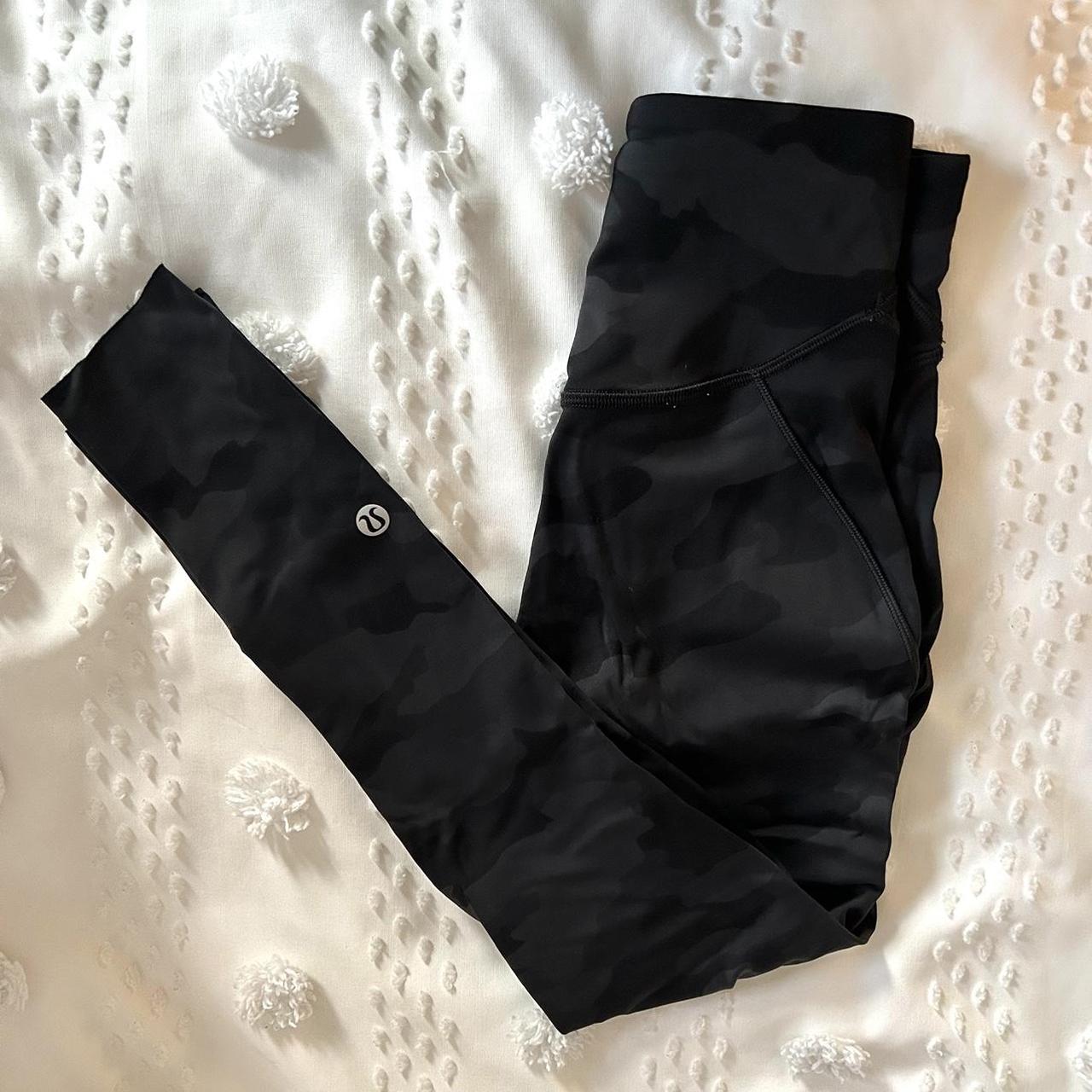 Lululemon Black Camo Leggings Size 0, high rise, 23”... - Depop