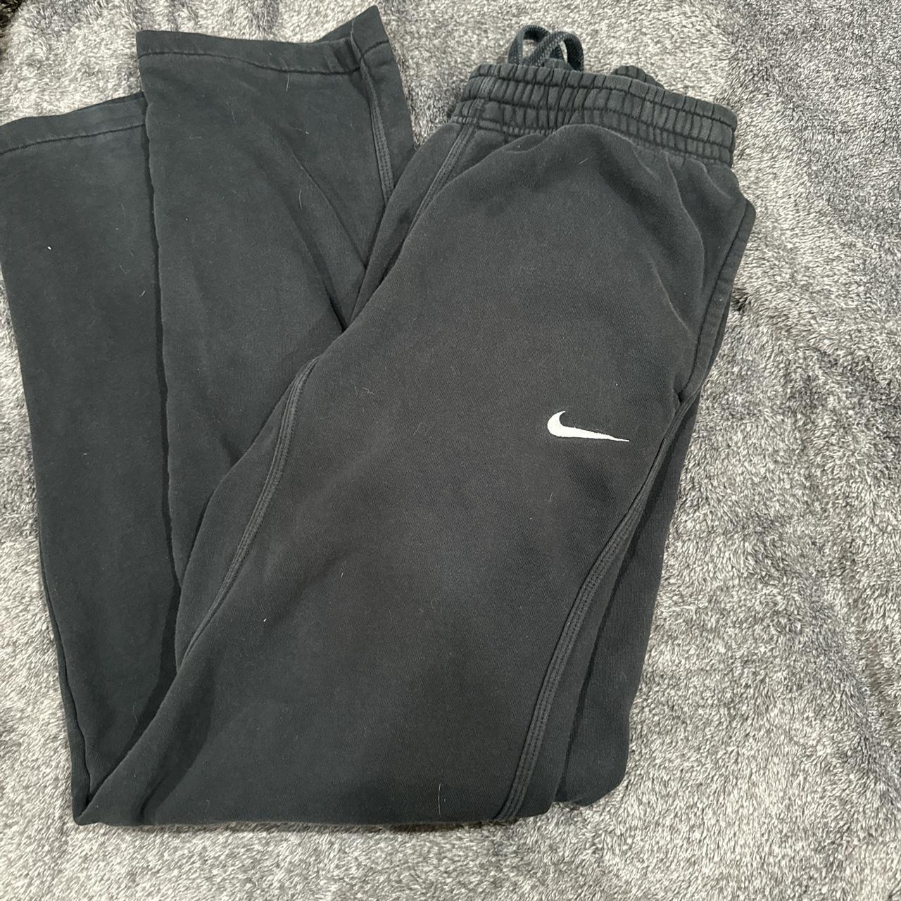 black nike sweatpants single nike swoosh size small - Depop