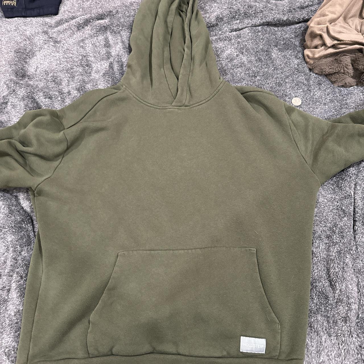 hollister olive green hoodie size medium - Depop