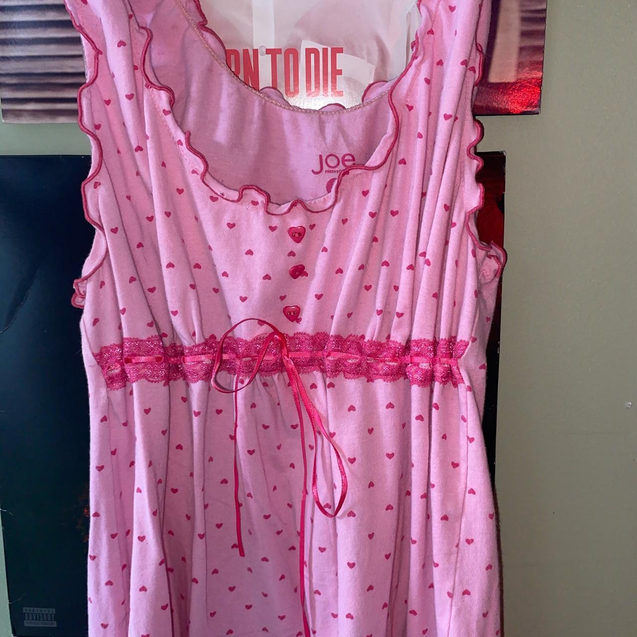 pretty pink dress/nightgown with heart shaped... - Depop