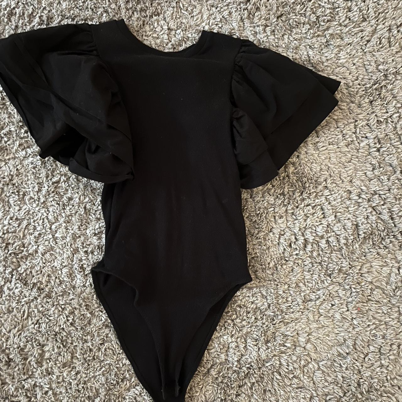zara bodysuit ruffles on sleeves super cute with... Depop
