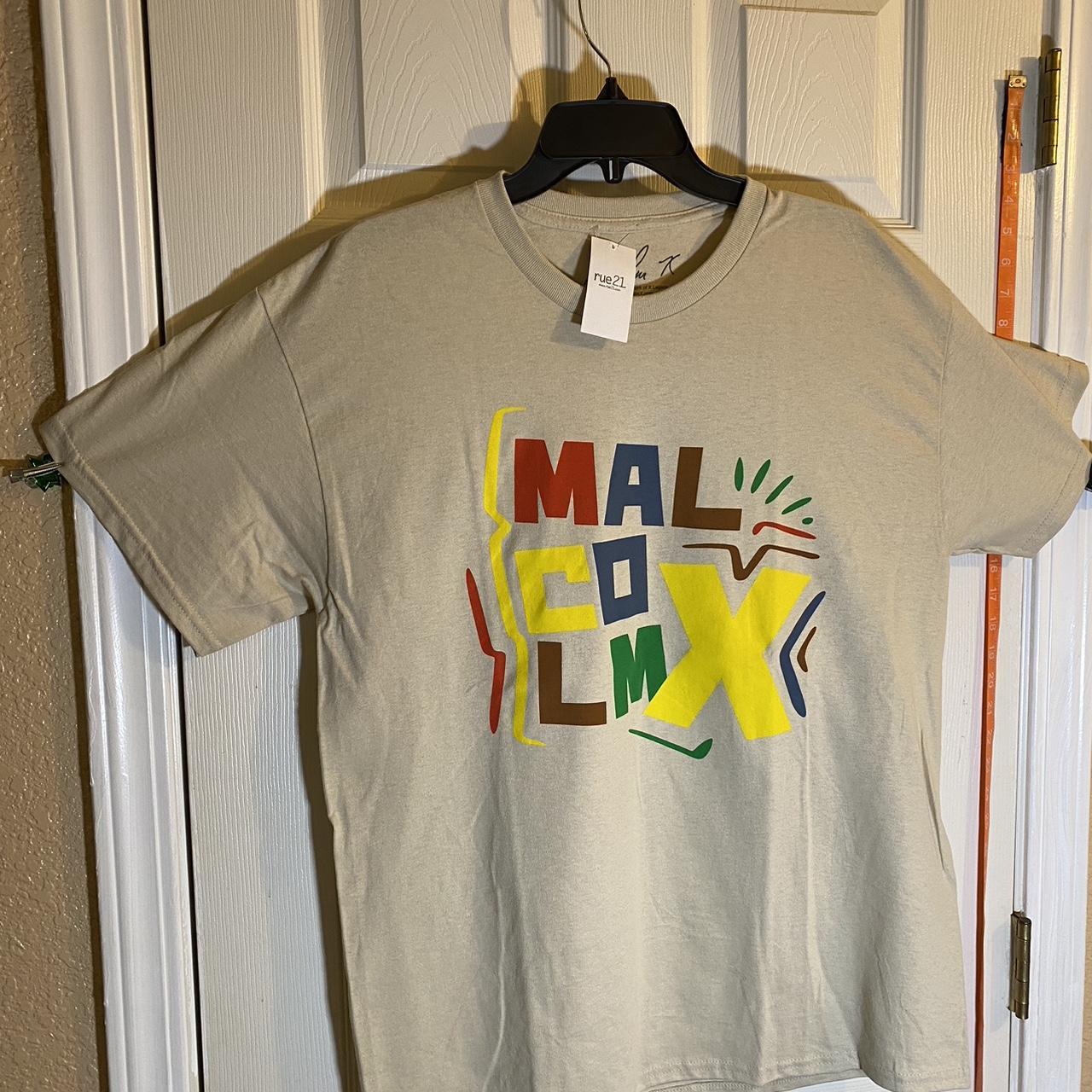 Malcolm X Men's Sz L Brown T-Shirt Graphic Tee Short... - Depop