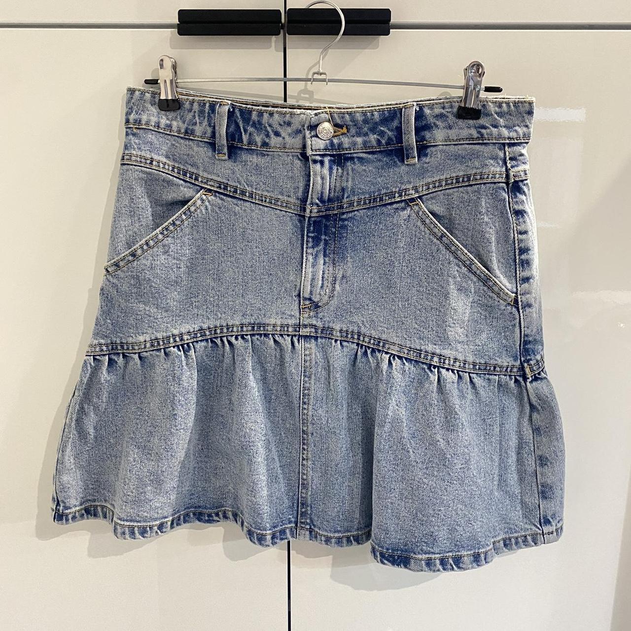 Zara ruffle hem denim skirt Size M fits AU 10 12