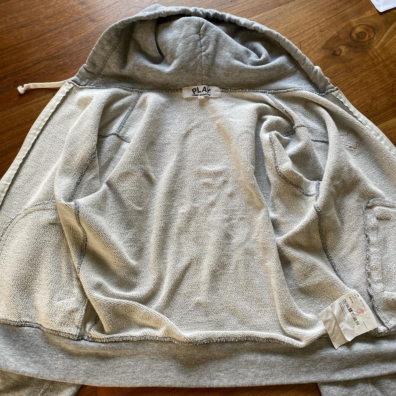 Comme des Garçons Play Men's Grey and Red Hoodie (5)