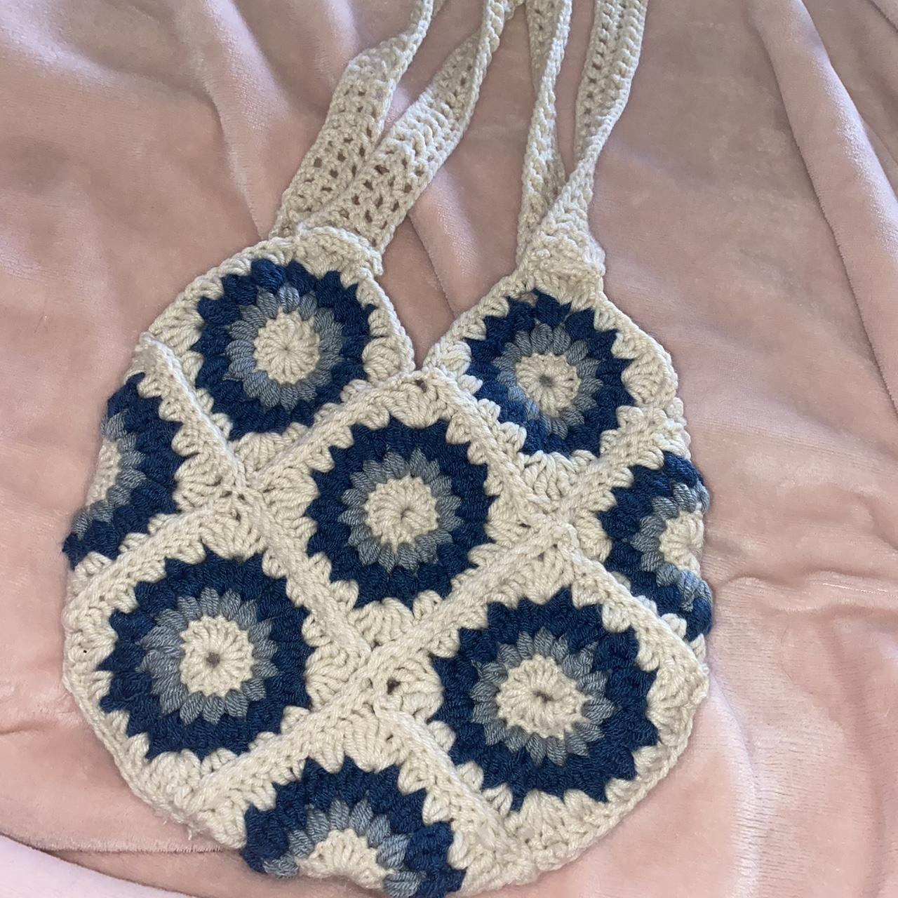 Women's Blue and White Bag | Depop