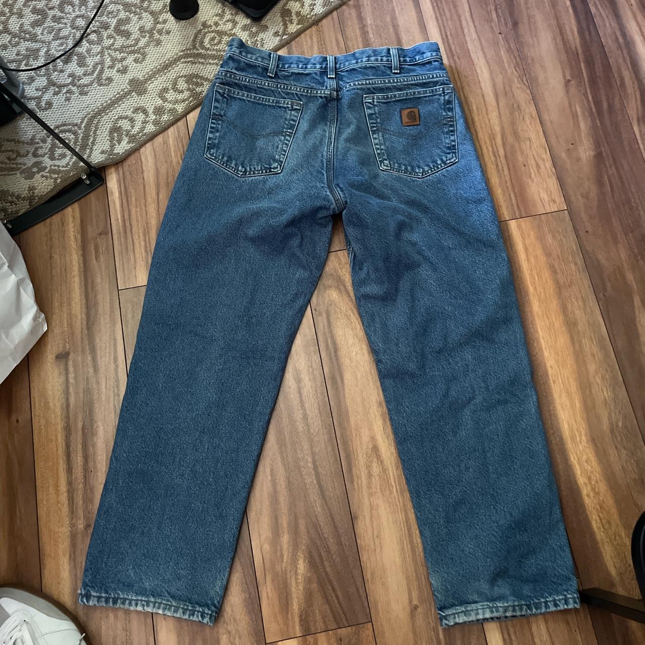 Carhartt Men's Blue and Navy Jeans Depop