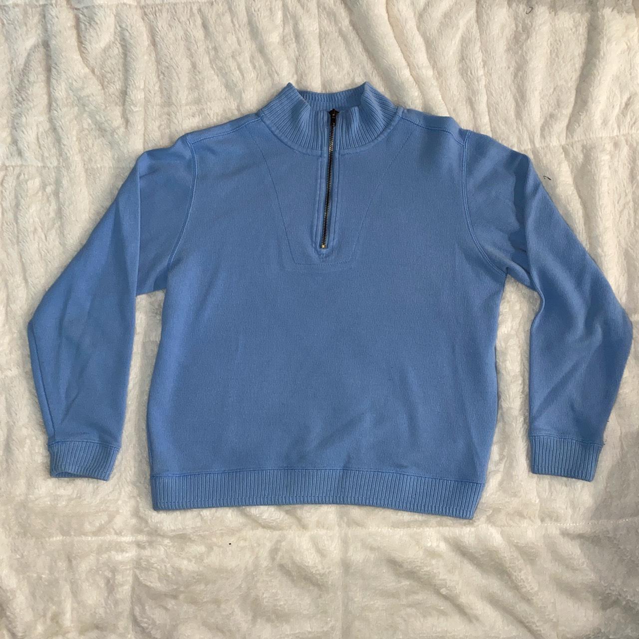 Carolyn Taylor Light Blue Quarter Zip Sweater Size S - Depop