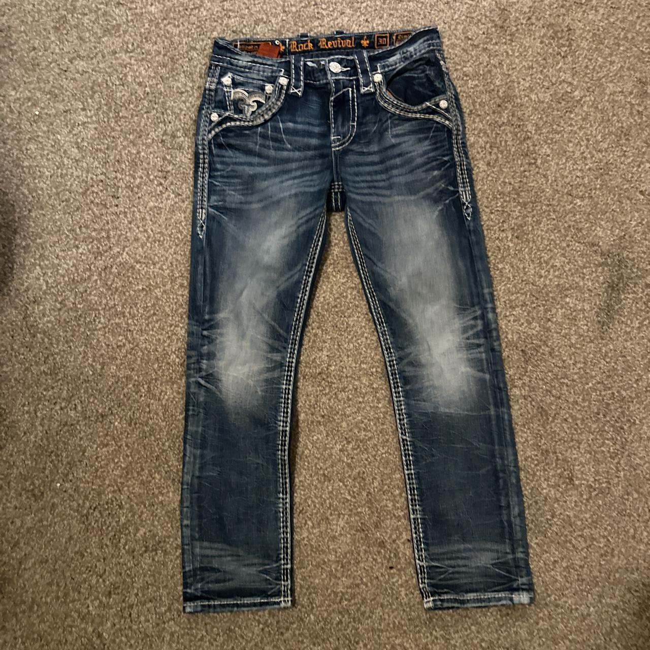 Rock revival jeans men, tagged w30, worn a handful... Depop