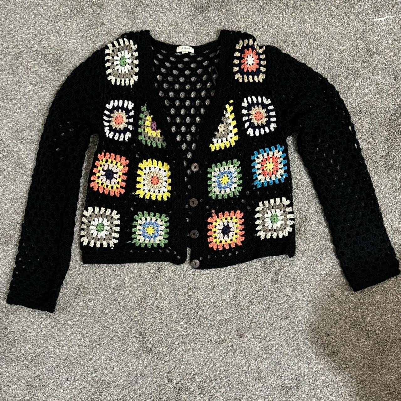🖤Black crochet cardigan 🖤Debut 🖤Size medium 🖤Worn Depop