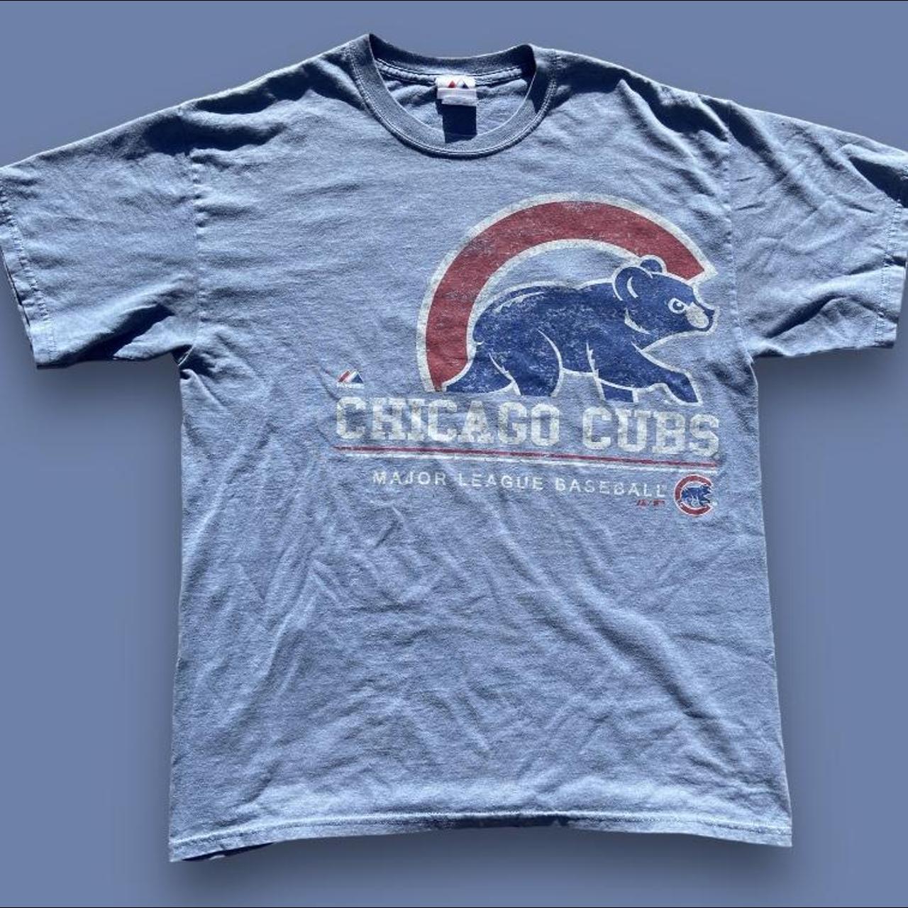 Chicago Cubs Baseball Pocket T Shirt Blue Mens Size XL Majestic