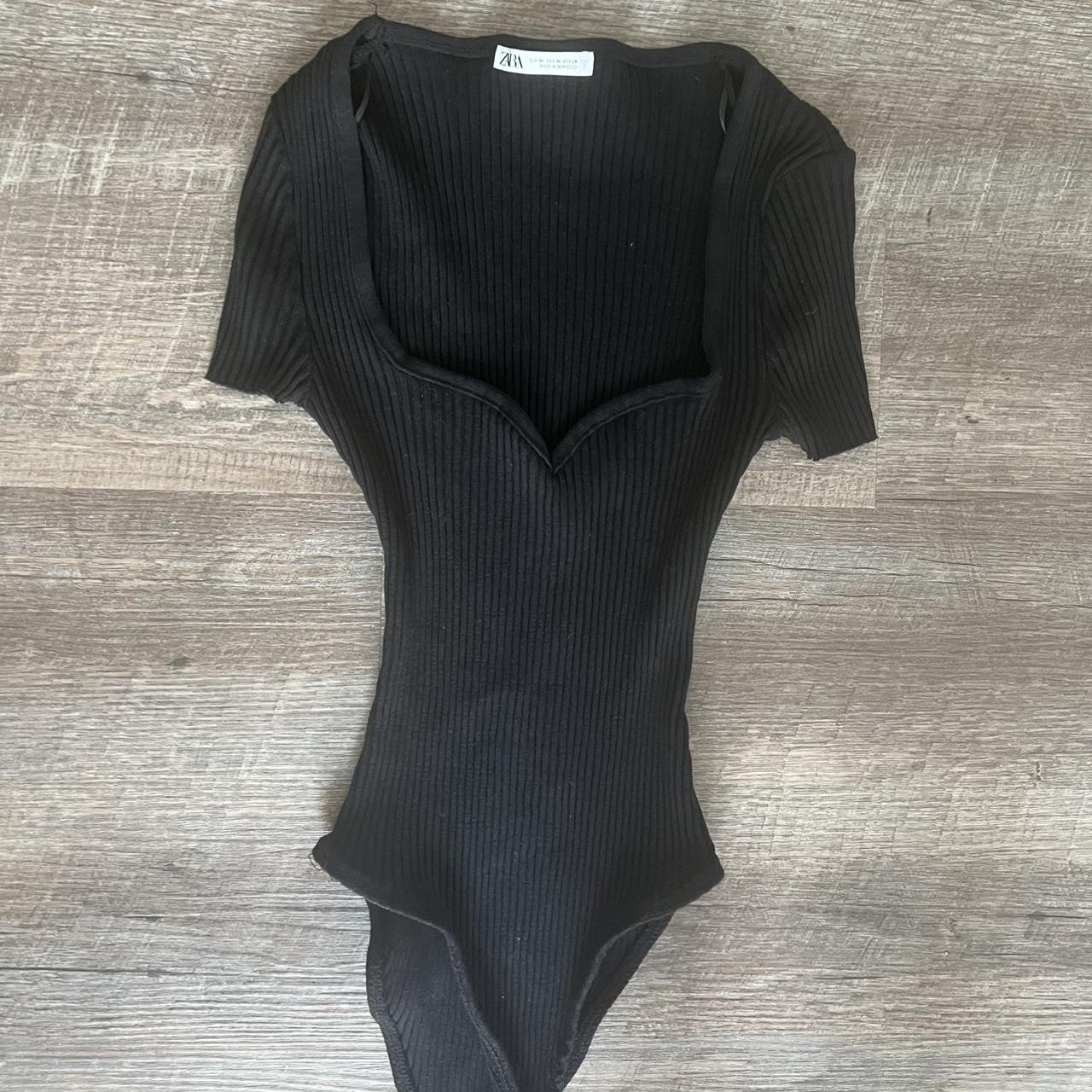 Zara Women's Black Bodysuit Depop