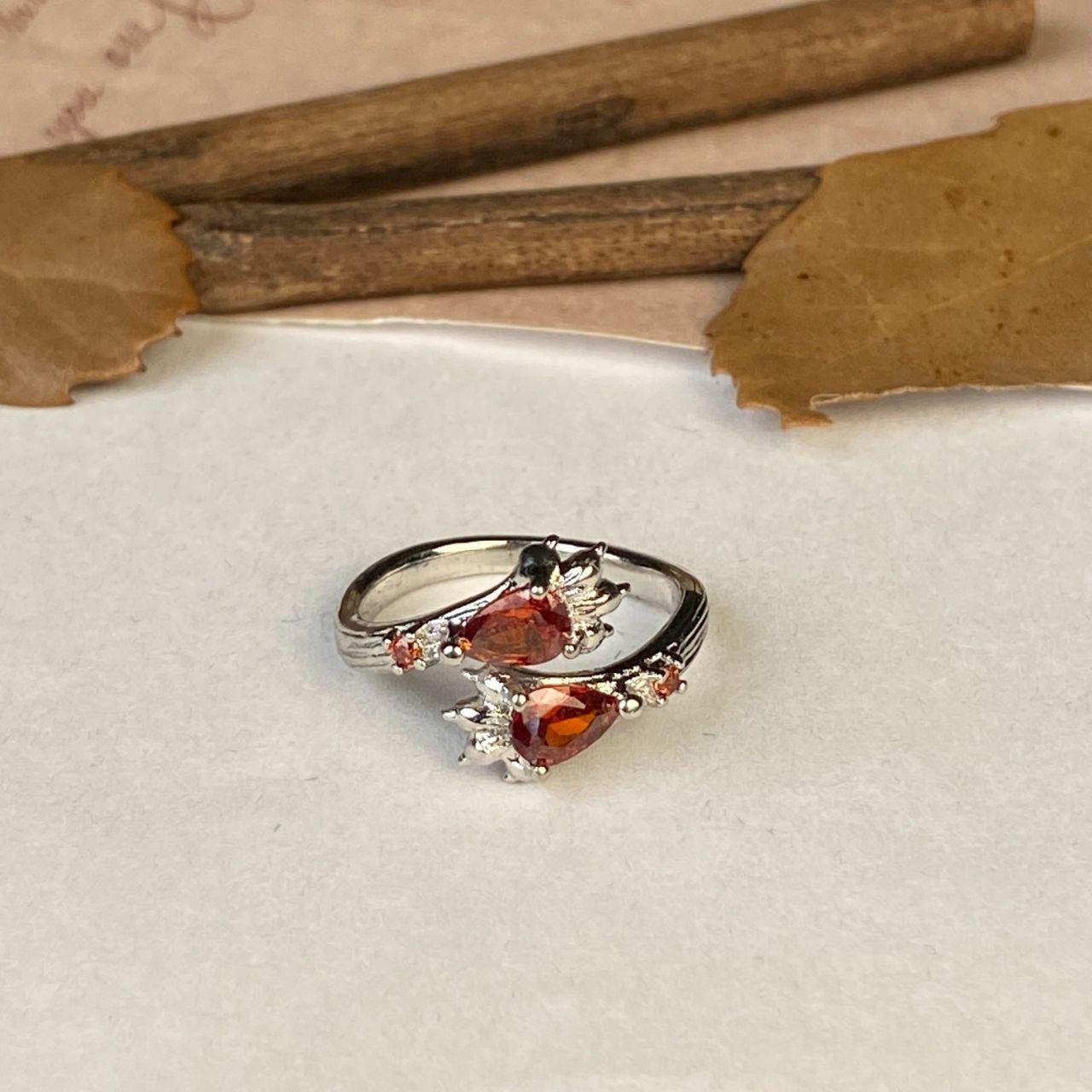 Vintage Women's Ring - Silver/Red – Ruby Open Rin… - image 1