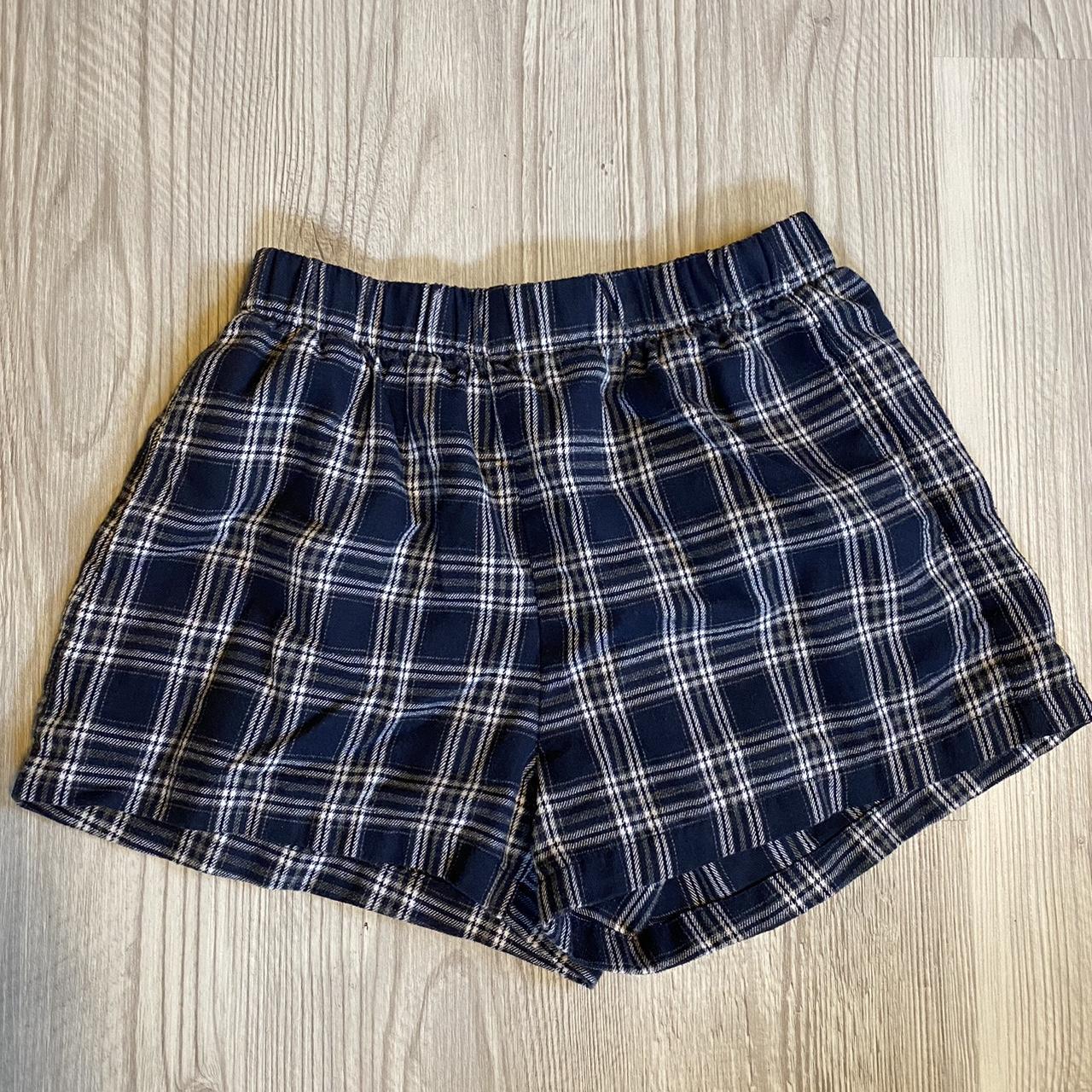 Blue plaid pj shorts Casual navy pajama shorts with... - Depop