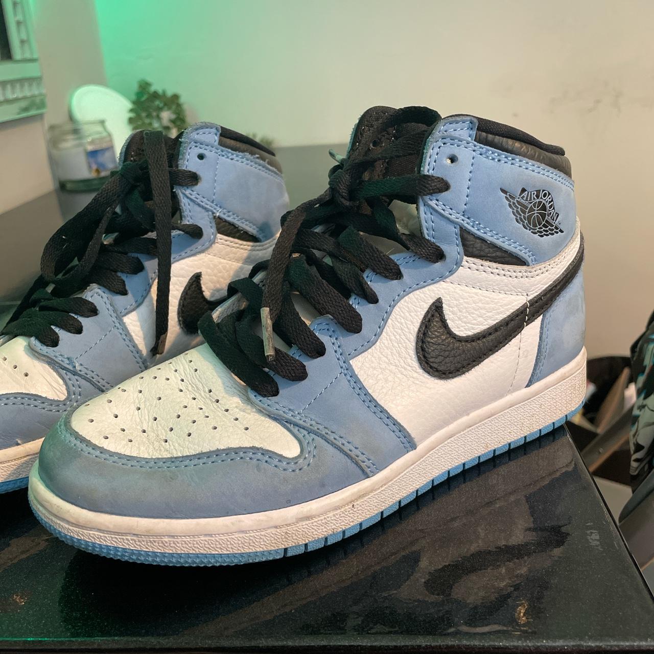 AIR JORDAN 1 RETRO HIGH WHITE UNIVERSITY BLUE BLACK.... - Depop