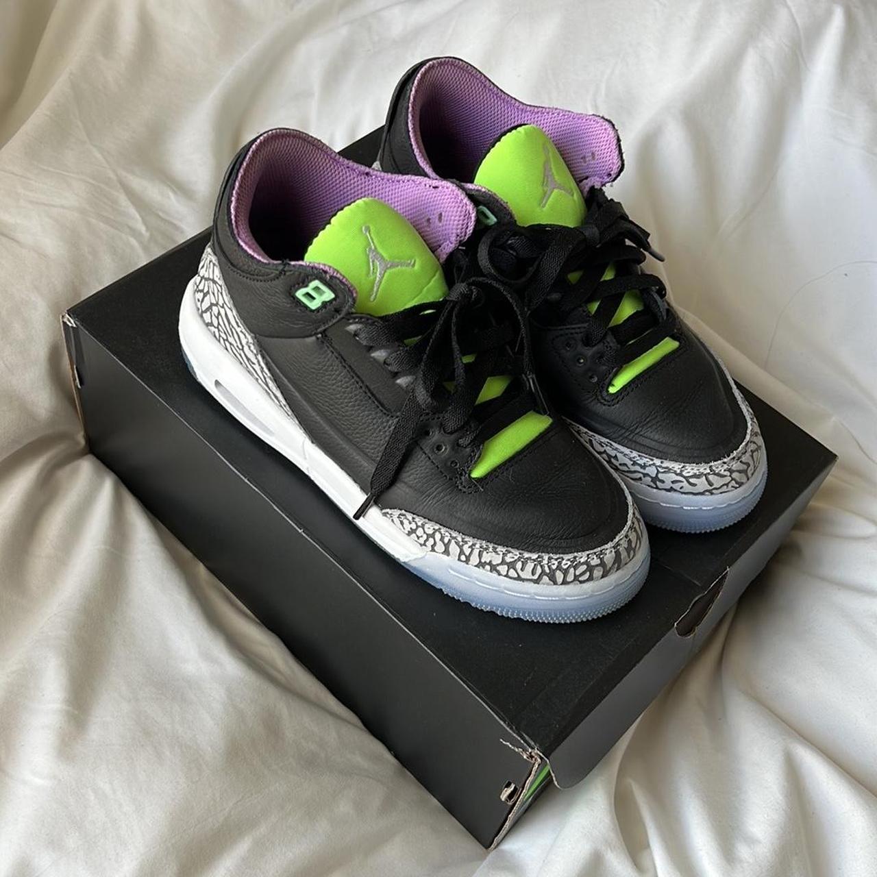 jordan 3 black purple green