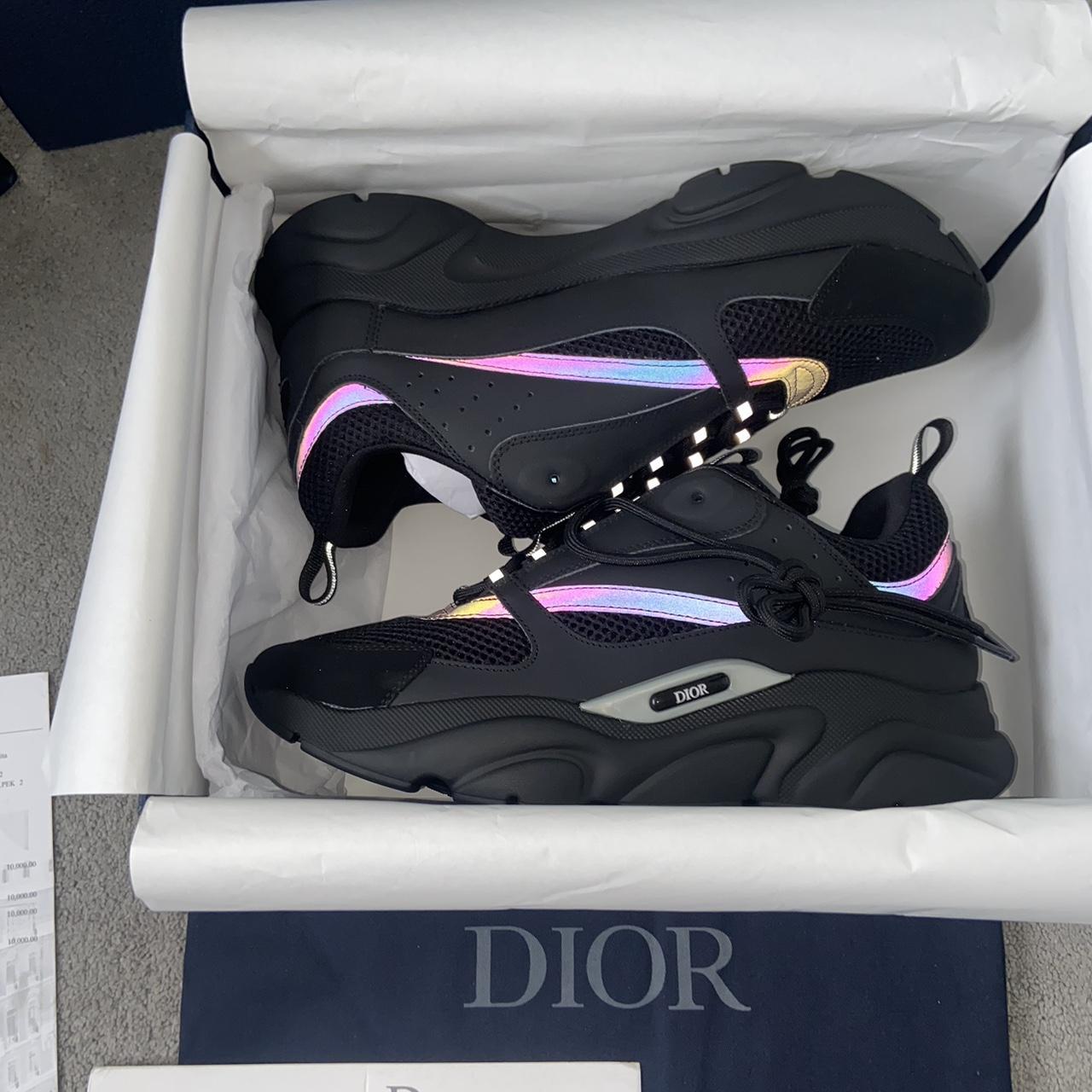 Dior b22 black reflective men's 9.5, quick shipping, - Depop