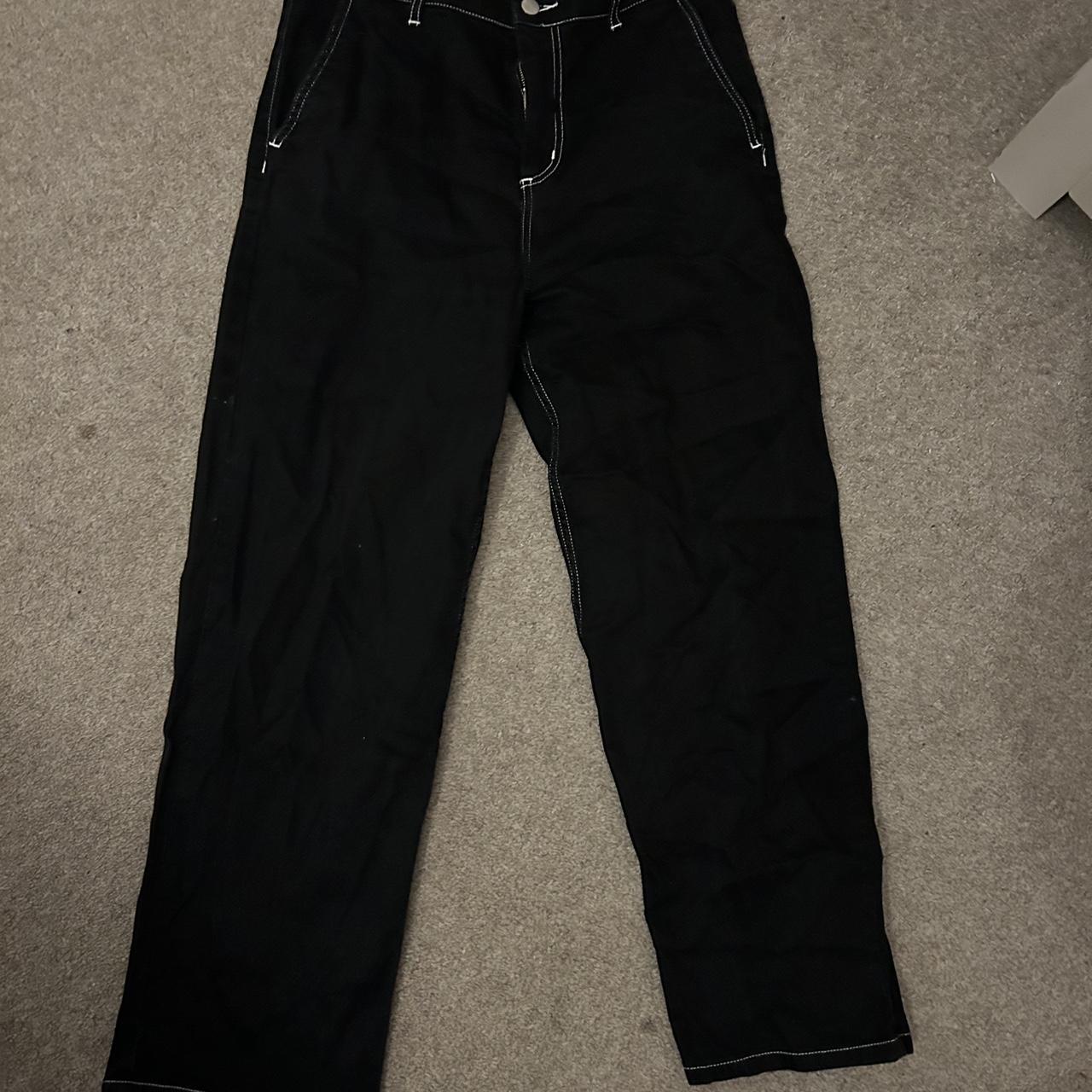 Carheartt baggy black jeans white stitching Waist... Depop
