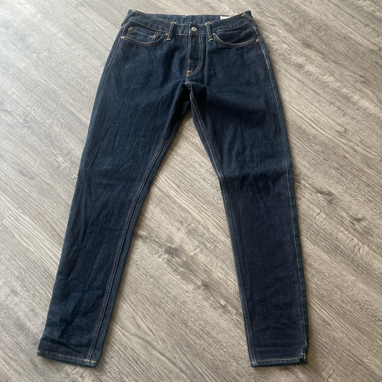 Evisu Men's Navy and White Jeans | Depop