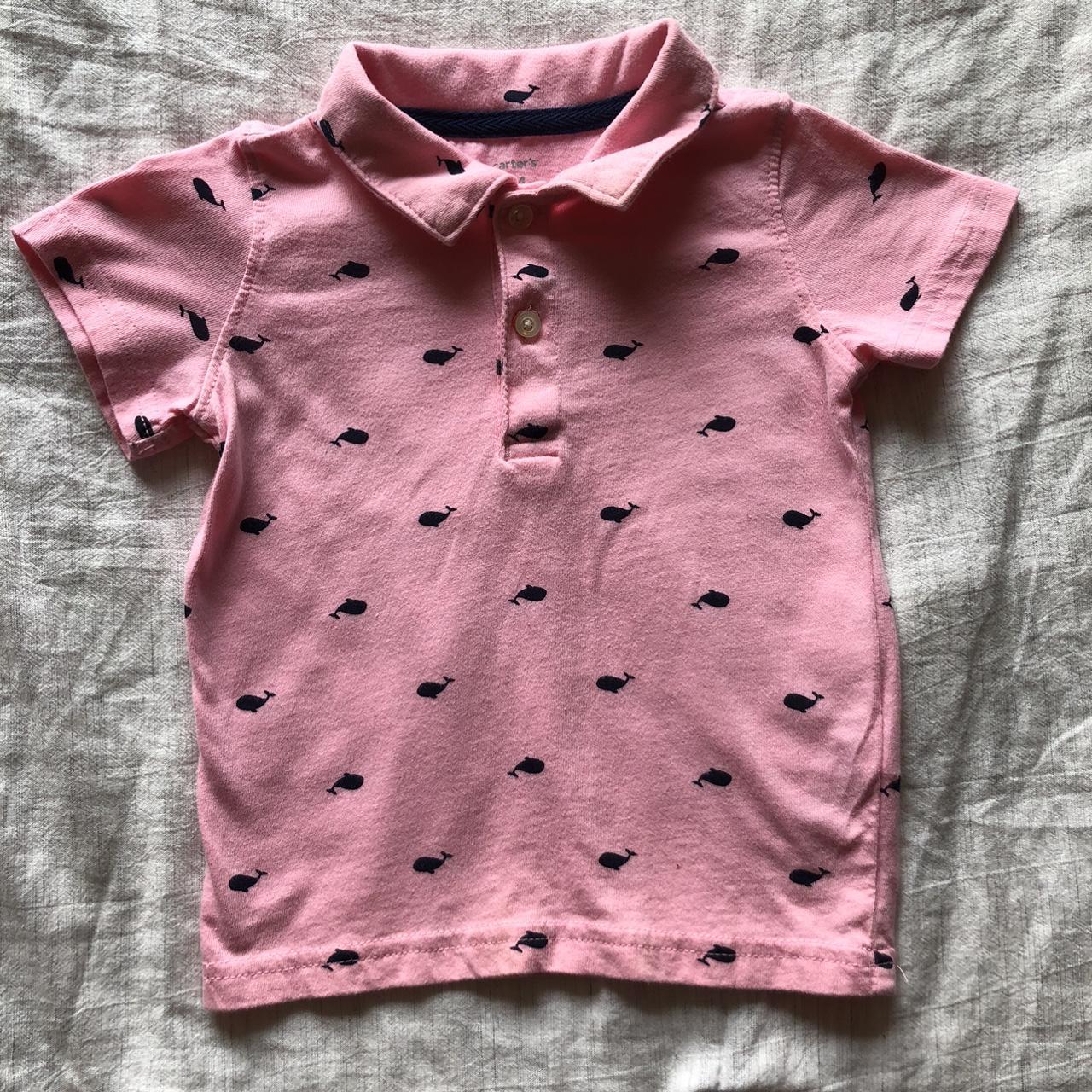 Carter's Pink and Navy Poloshirts Depop