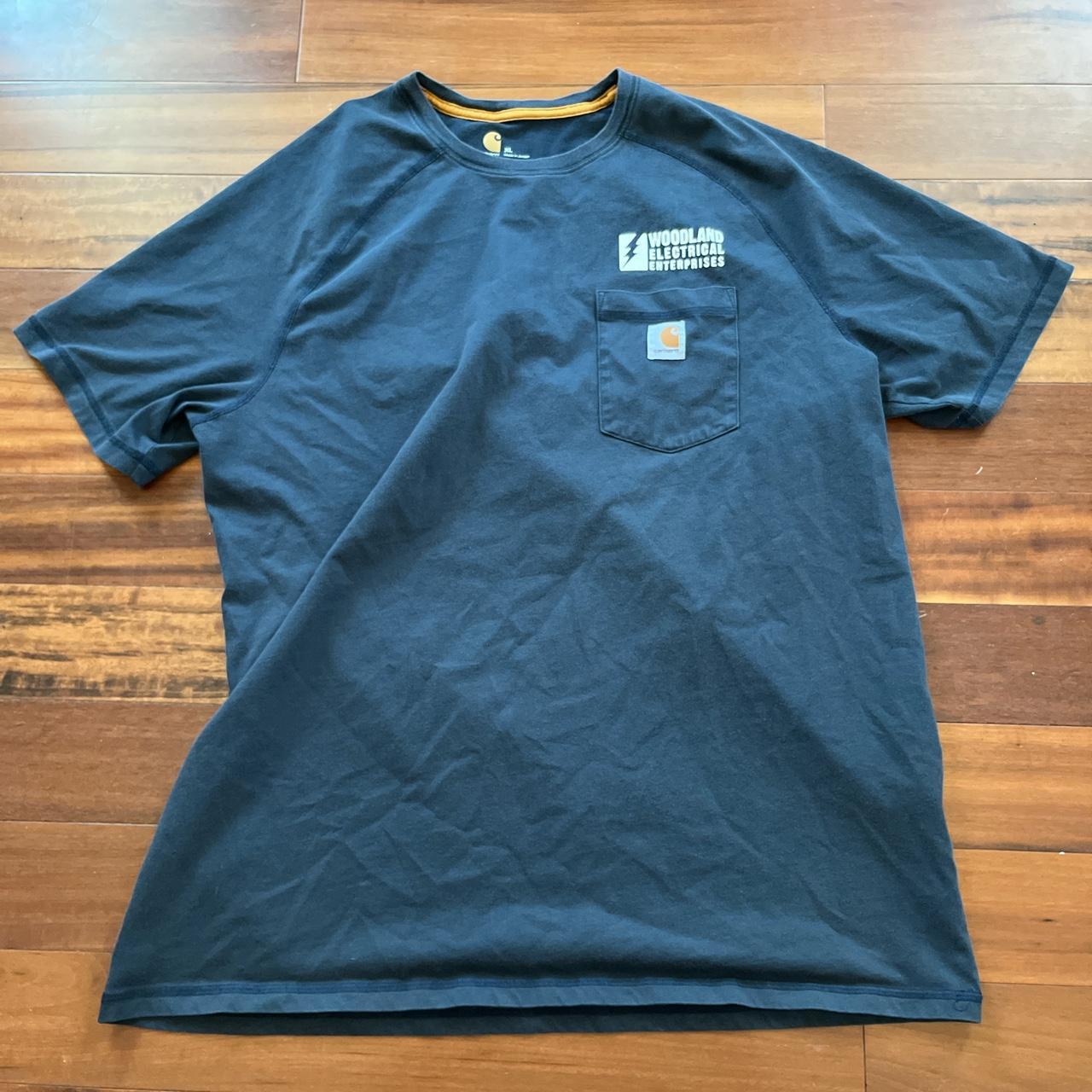 Gray Carhartt Pocket Tee XL “Woodland Electrical... - Depop