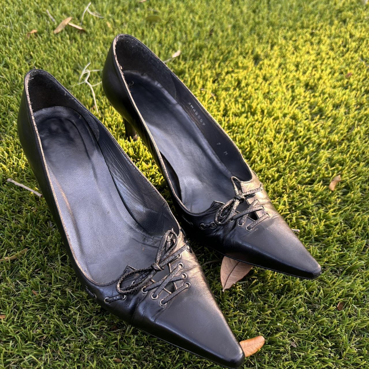 vintage 90s lace up kitten heels size 7 perfect... - Depop