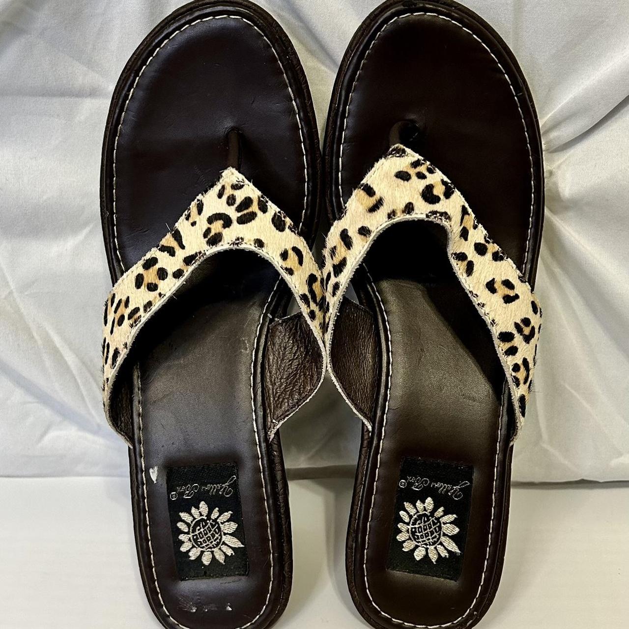 Leopard print yellow box clearance flip flops