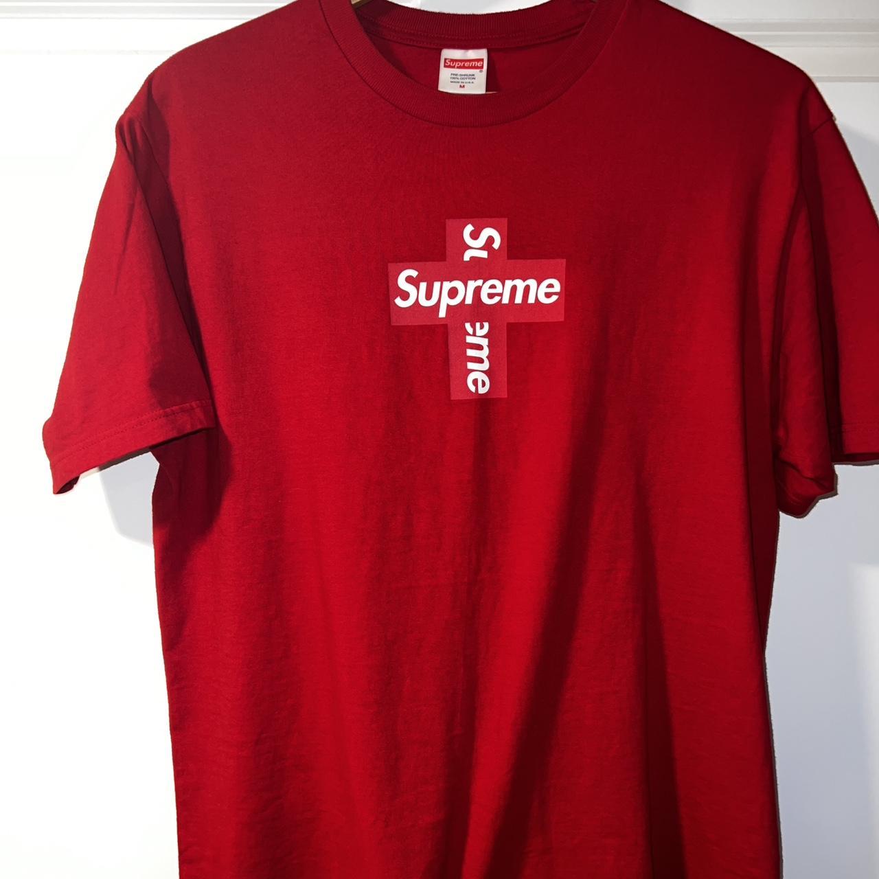 Supreme Red Cross Box Logo T-Shirt , Size:...