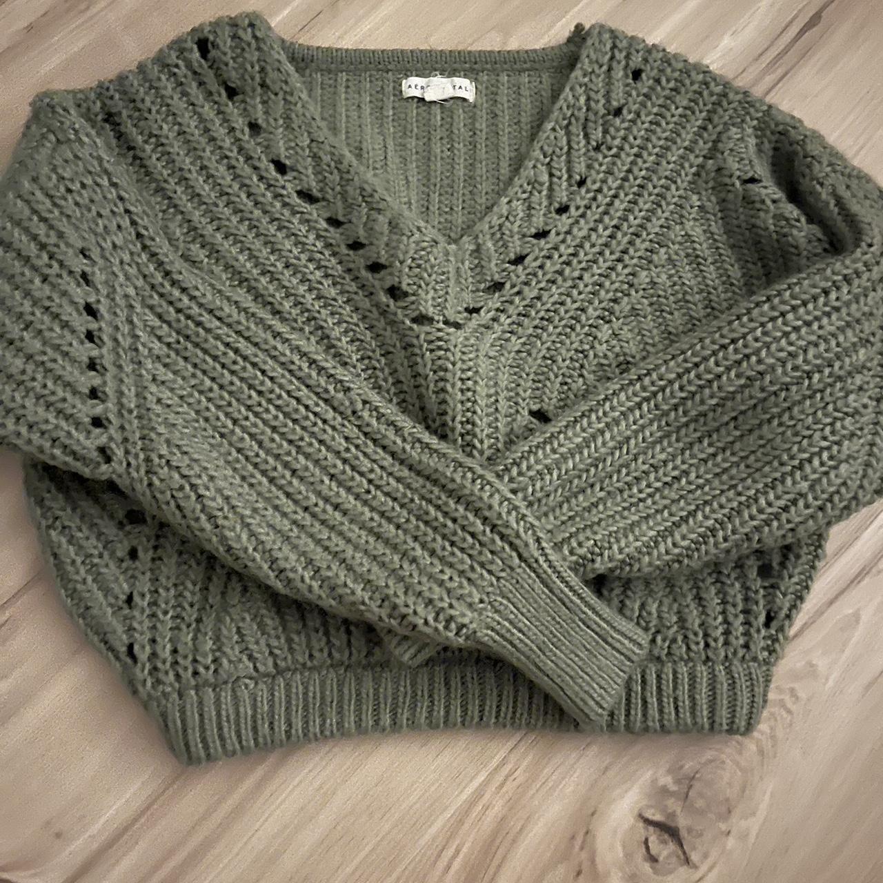 Aeropostale Women's Green and Khaki Jumper | Depop