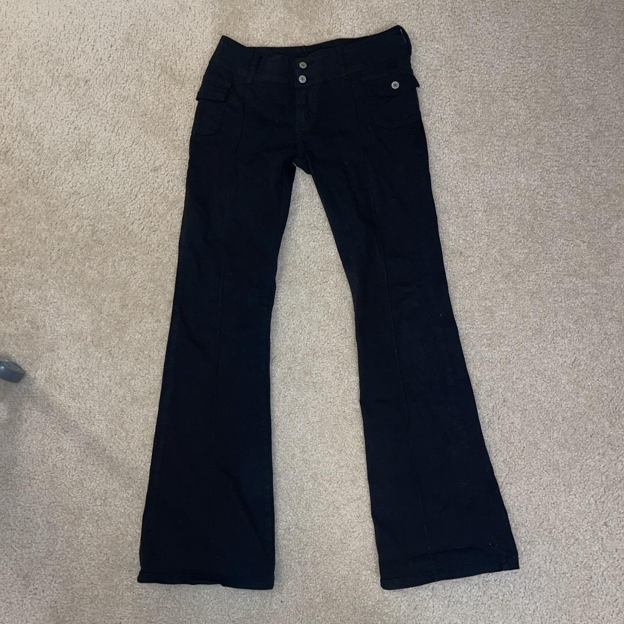 Brandy Melville Black Low Rise Bootcut Jean too long... - Depop