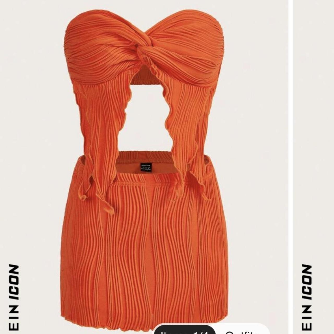 SIZE XS SHEIN ICON Twist Front Tube Top & Bodycon... Depop