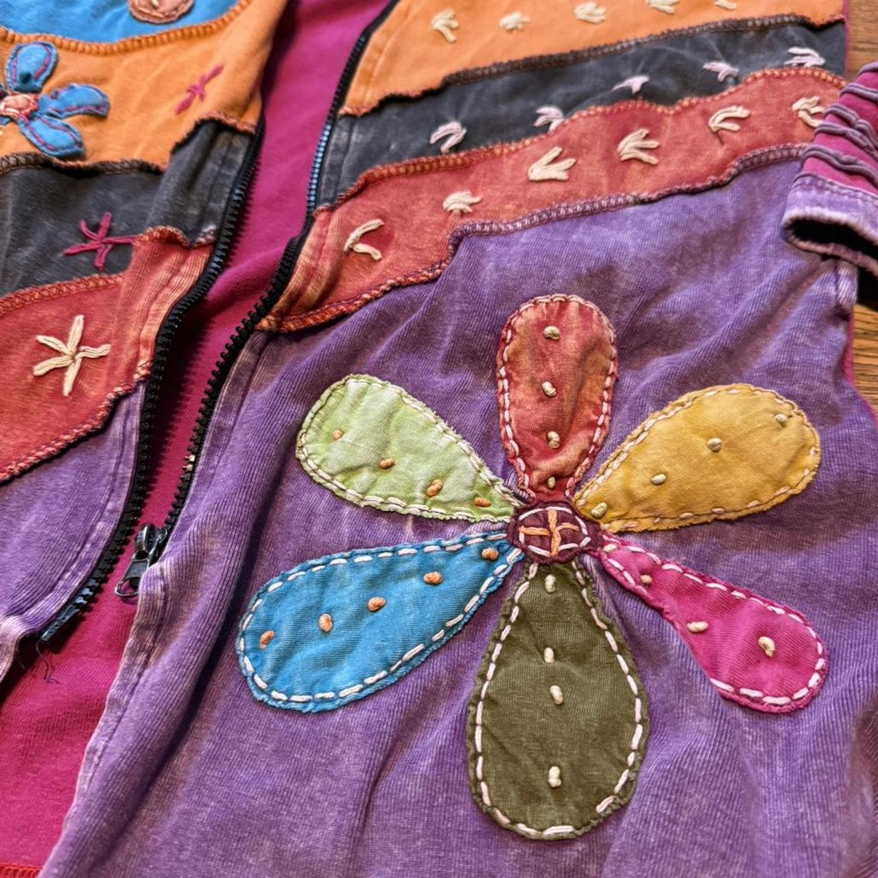 Women's Jacket - Multi - M – Boho patchwork patch… - image 2