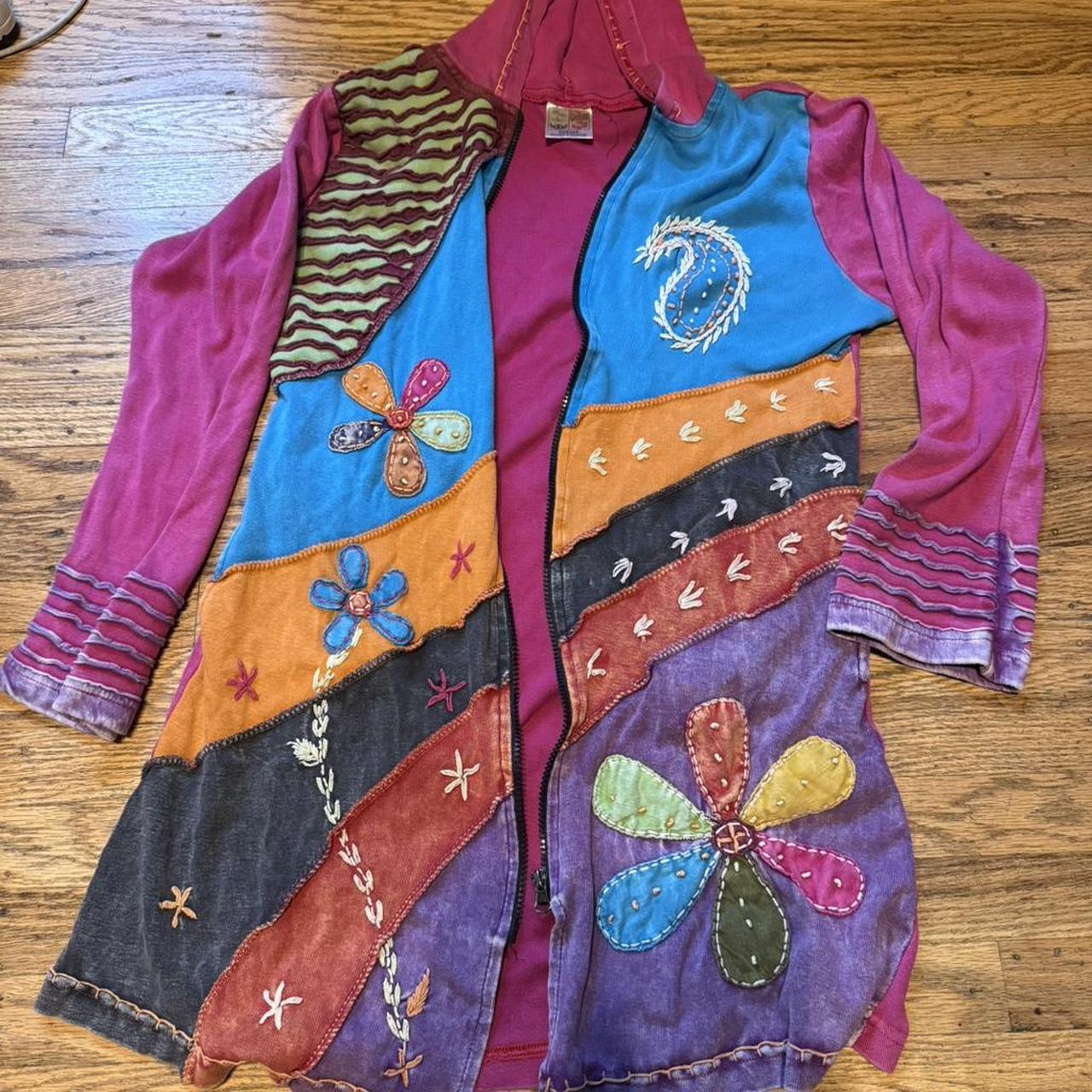 Women's Jacket - Multi - M – Boho patchwork patch… - image 3