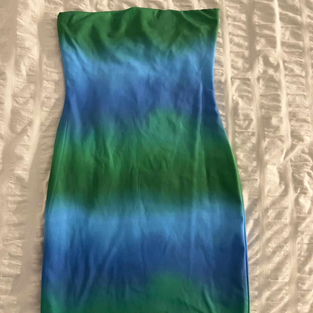 Glassons green and blue bodycon mini dress size... Depop