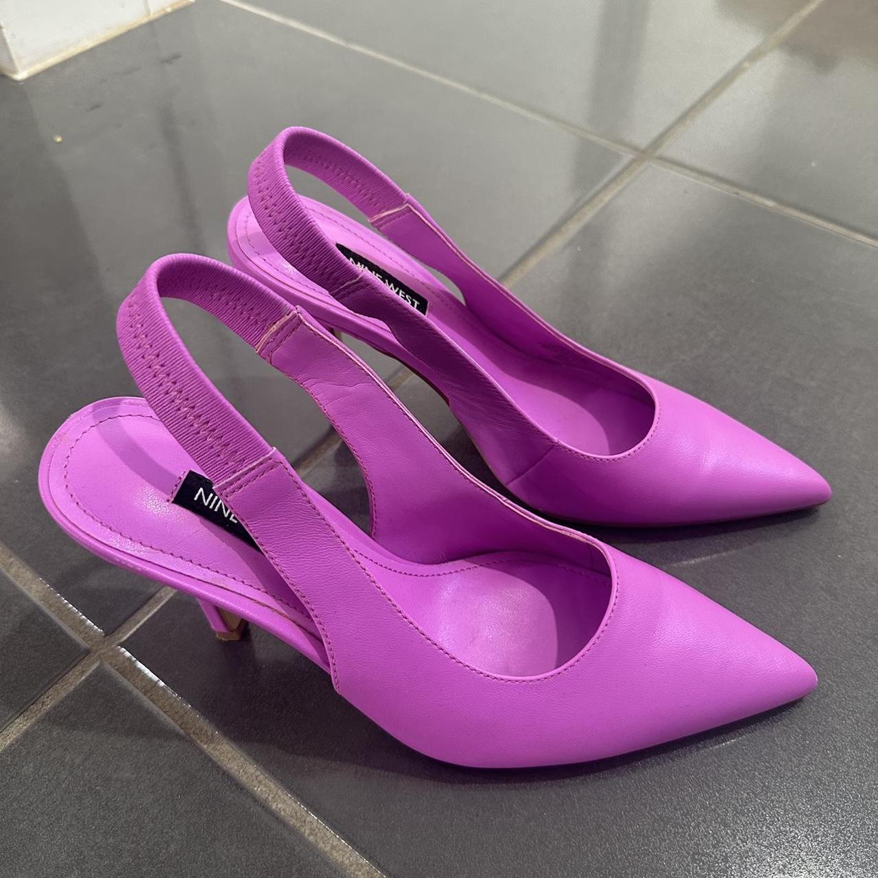 NINE WEST HEELS IN HOT PINK. Worn a hand full of... Depop
