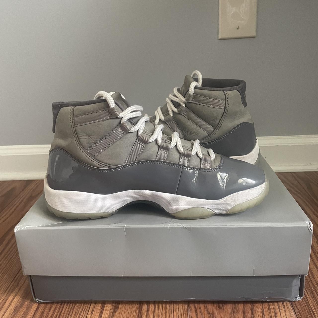 Cool Grey Jordan 11, original box (damaged), Mens... Depop