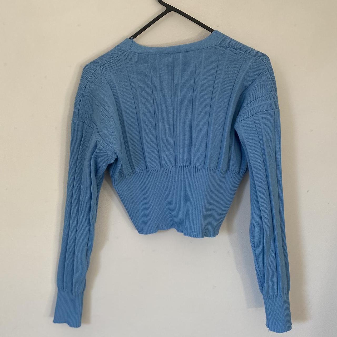 Baby blue cardigan top Size: fits S and XS - Depop