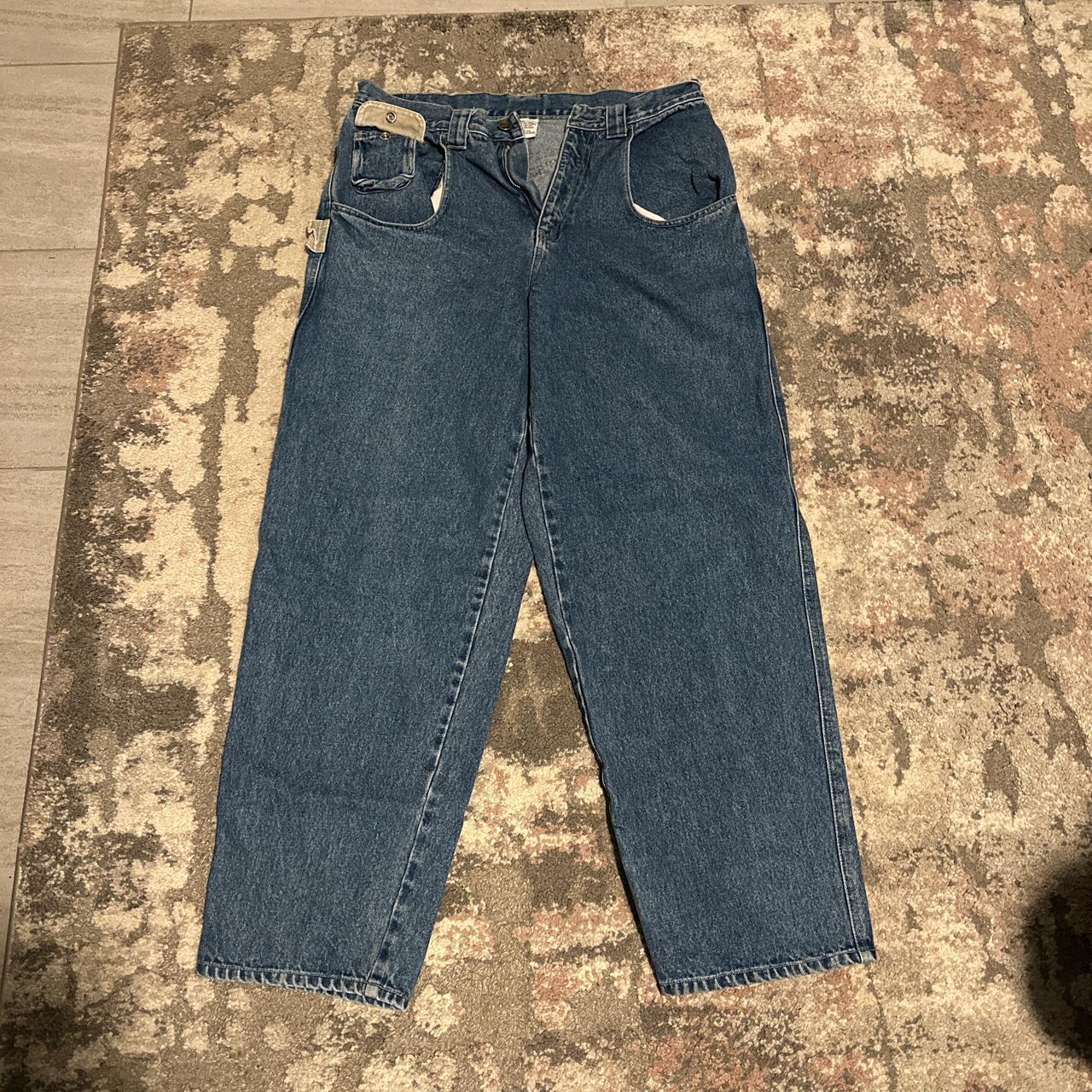 Men's Blue and Cream Jeans | Depop