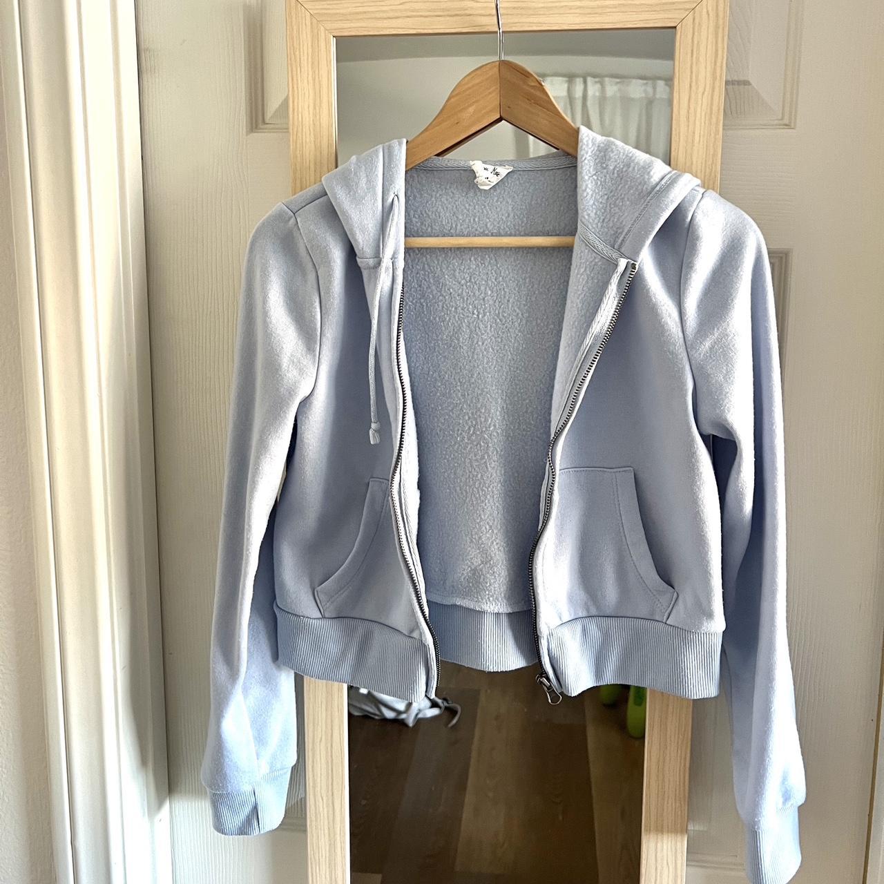 Cropped ZipUp Hoodie Cute baby blue sweat shirt in... Depop