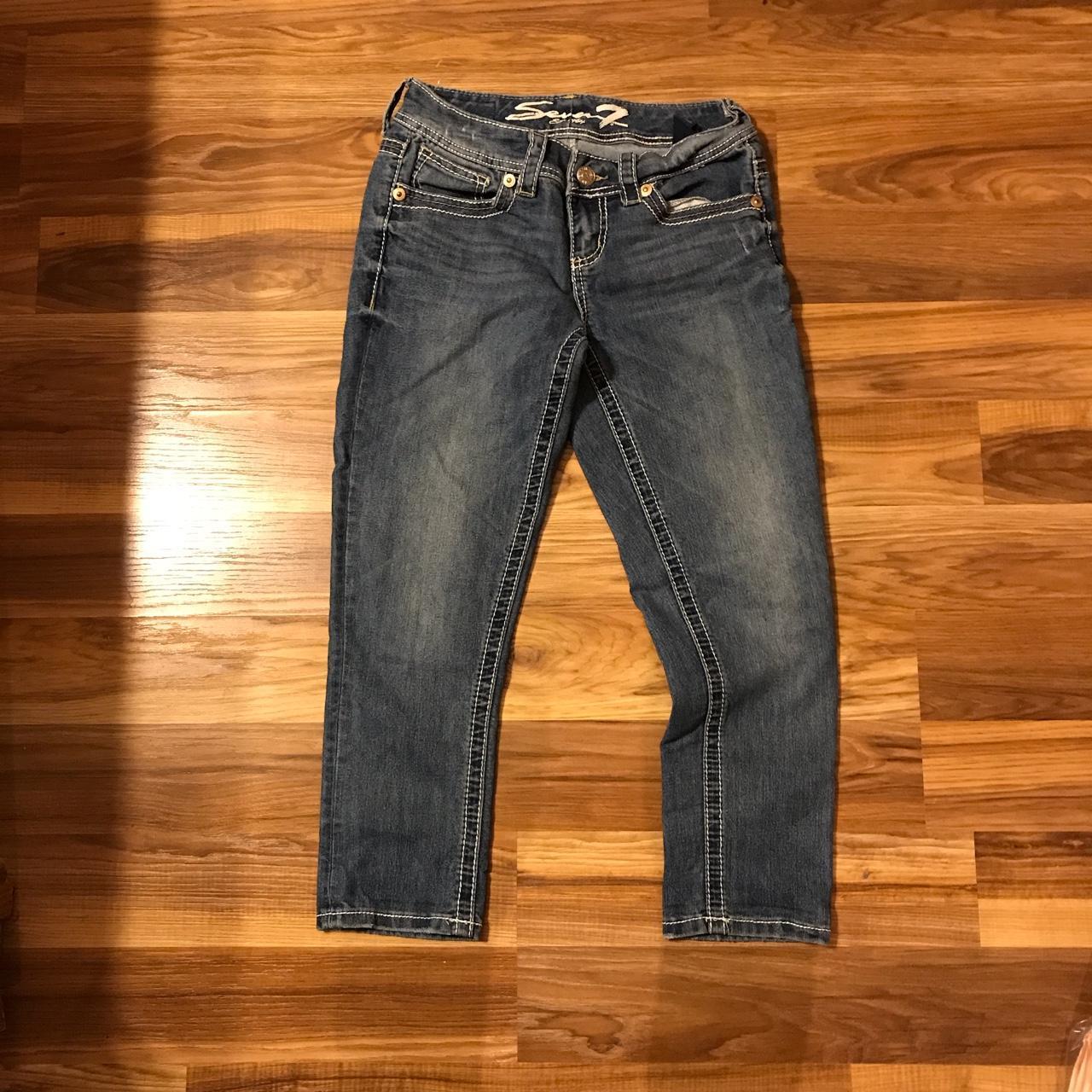 Seven7 jeans Size 4 stretchy 15 inch flat waist 24 - Depop