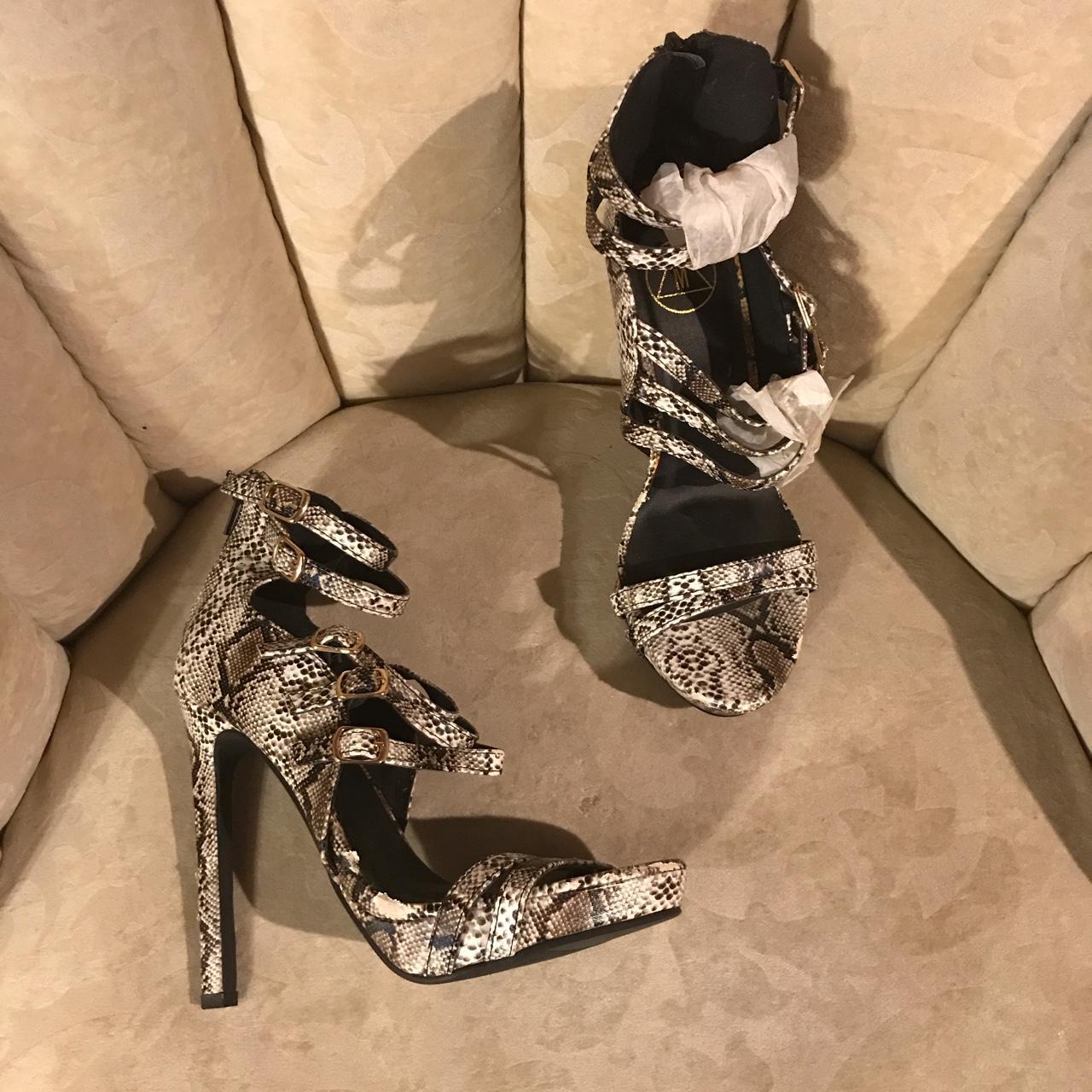 Strappy snake print outlet heels