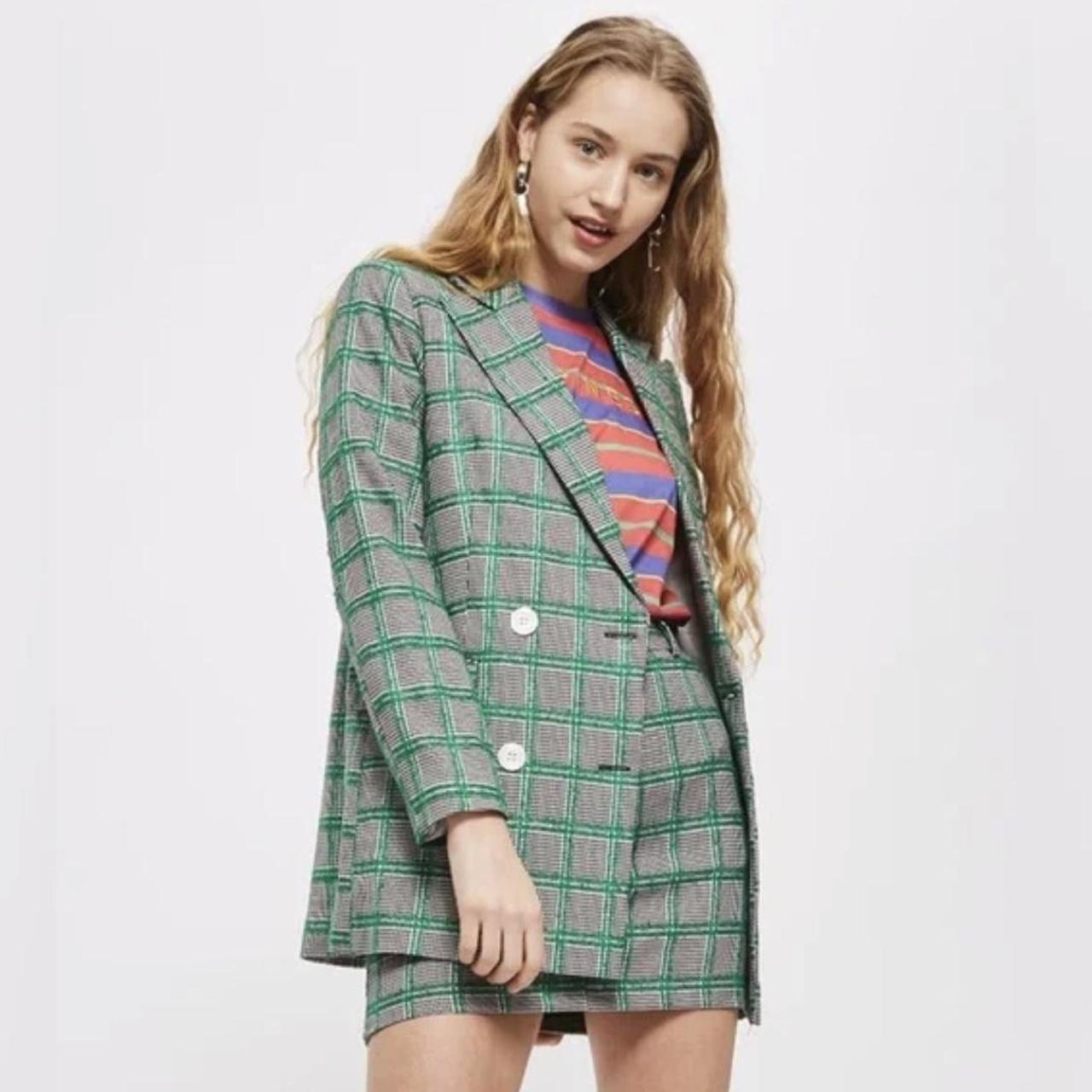 Double breasted plaid hot sale blazer topshop