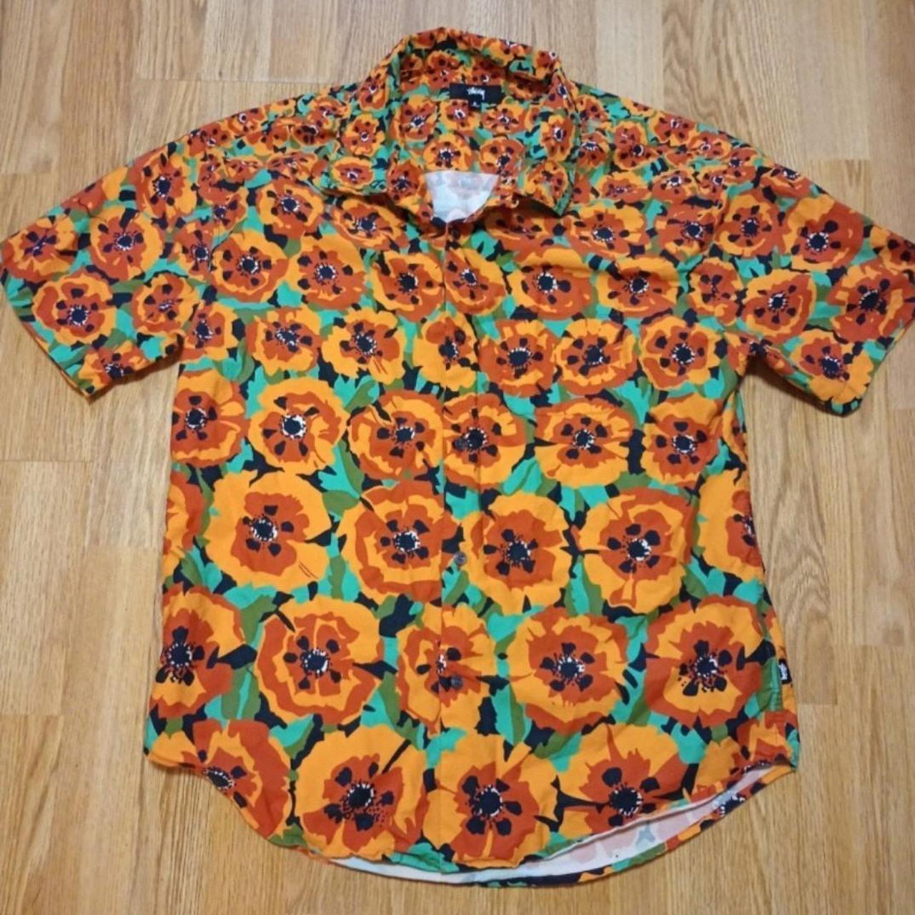Stussy Poppy short sleeve button down shirt Depop