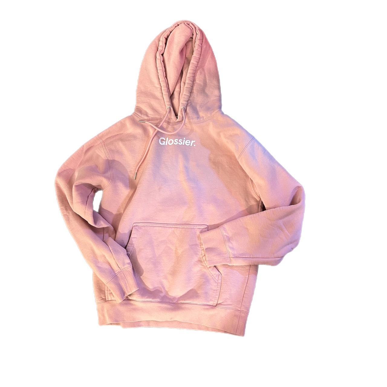 pink glossier hoodie small paint spot pictured - Depop