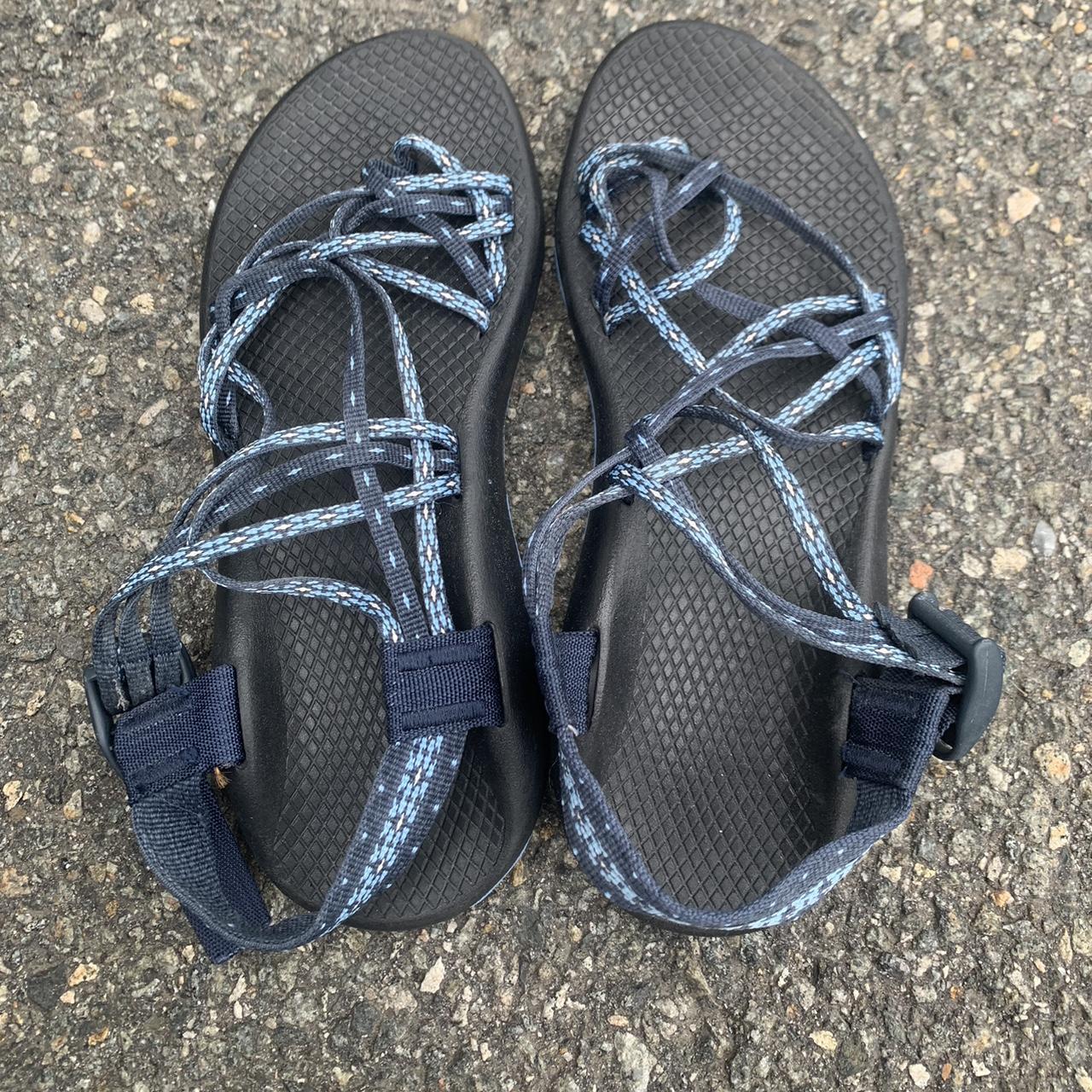 Chaco Women's Blue and Navy Sandals | Depop