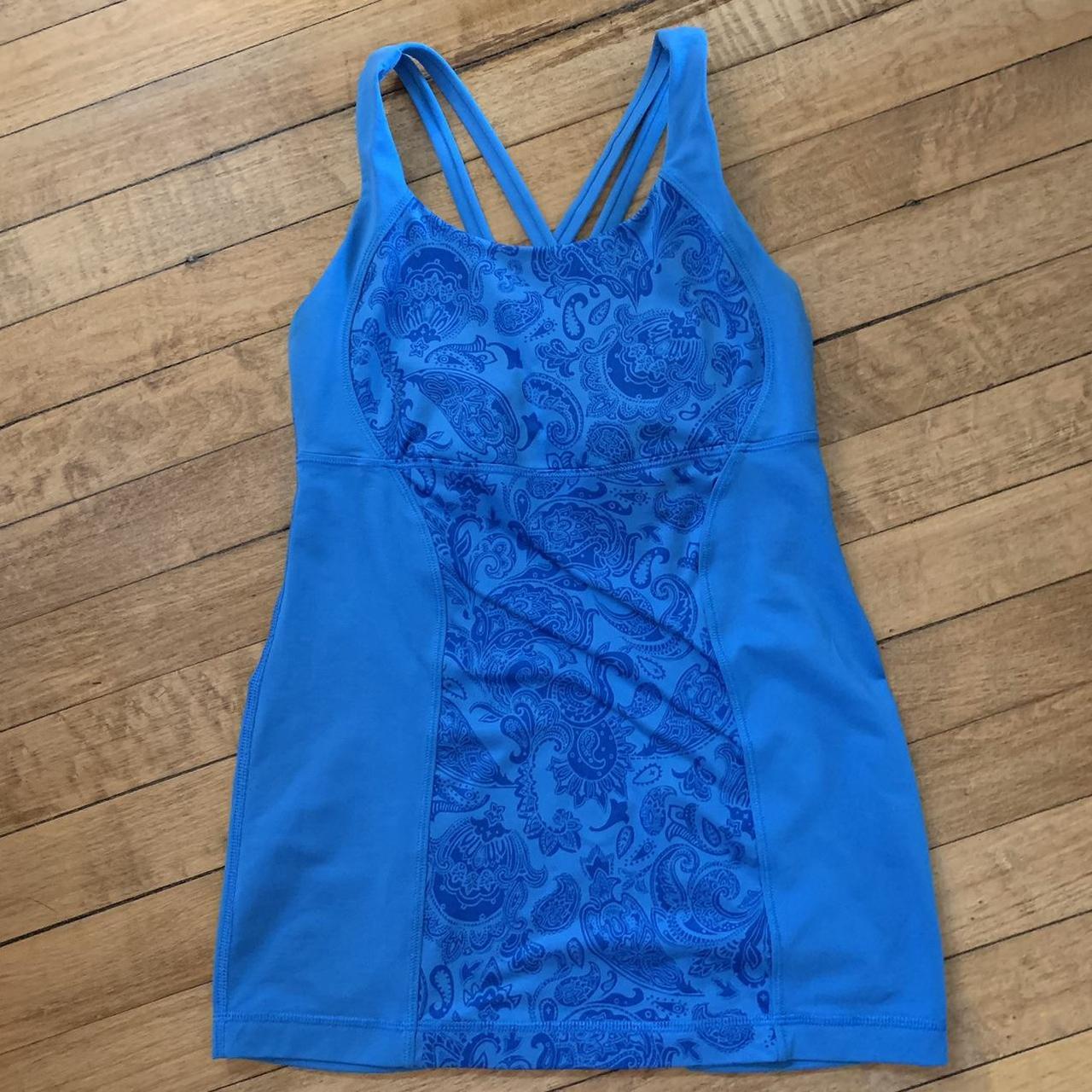 Lululemon - Top Women’s Lululemon Blue Crisscross... - Depop